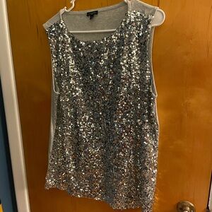 Talbots Gray Sequin Top